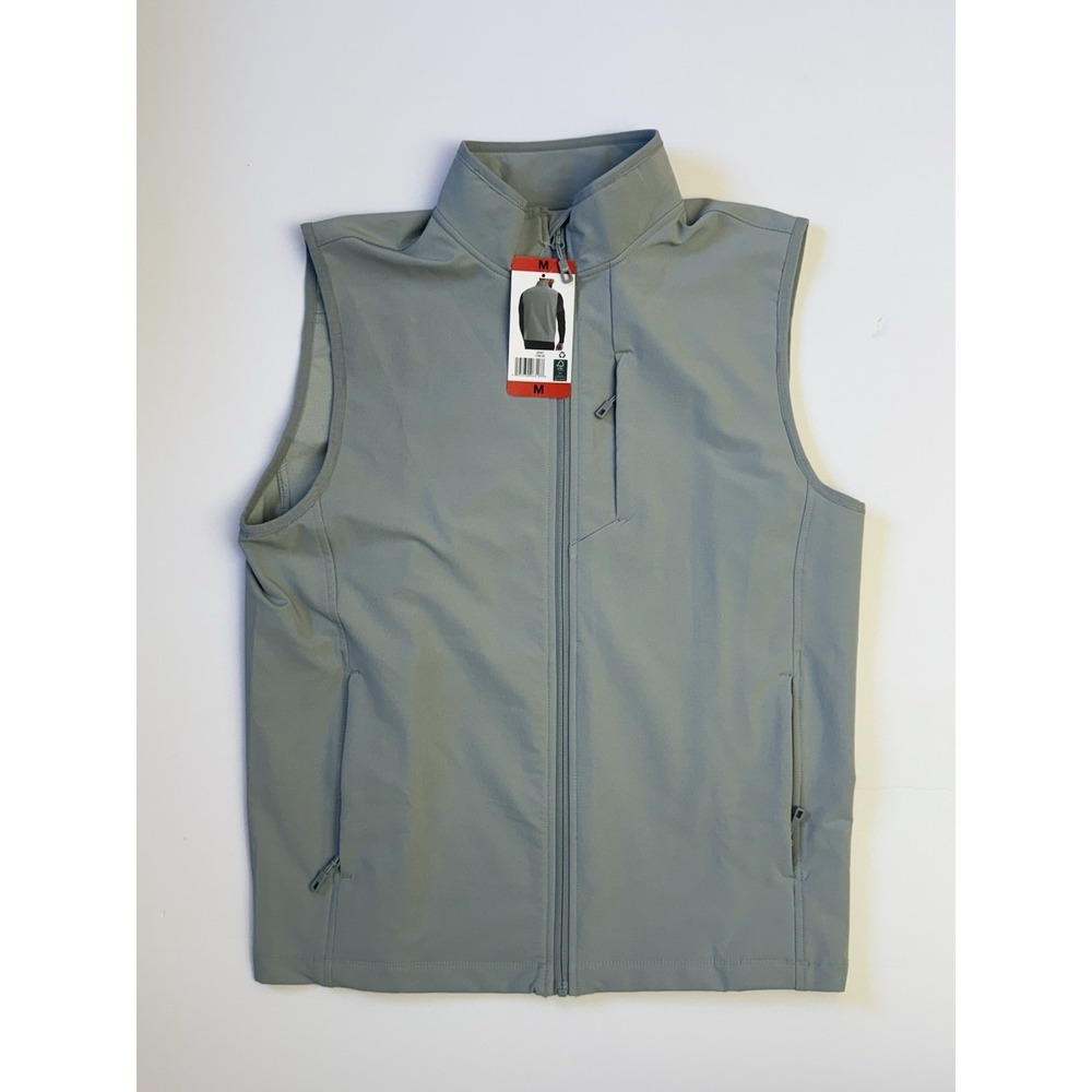 32 Degrees Heat Men's Soft Shell Full Zip Mock Neck Vest, Gray, Size M